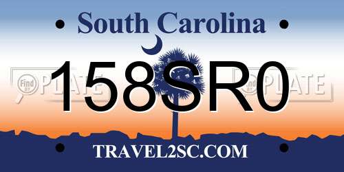 158SR0 South Carolina License Plate
