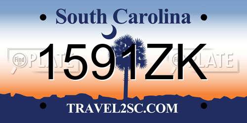 1591ZK South Carolina License Plate