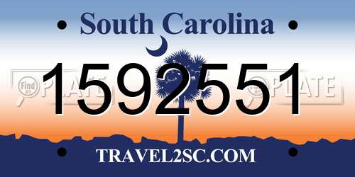 1592551 South Carolina License Plate