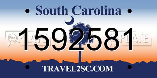 1592581 South Carolina License Plate