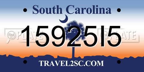 15925I5 South Carolina License Plate