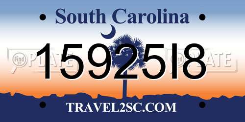 15925I8 South Carolina License Plate