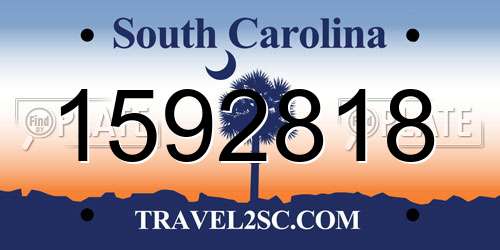 1592818 South Carolina License Plate