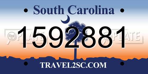 1592881 South Carolina License Plate