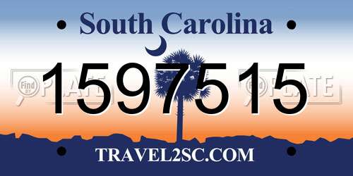 1597515 South Carolina License Plate