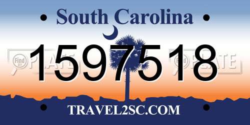 1597518 South Carolina License Plate