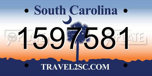 1597581 South Carolina License Plate
