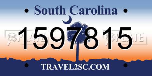 1597815 South Carolina License Plate
