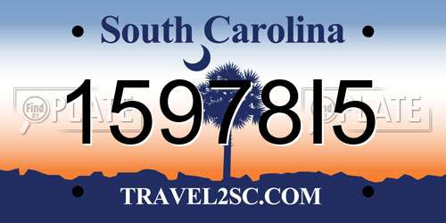 15978I5 South Carolina License Plate