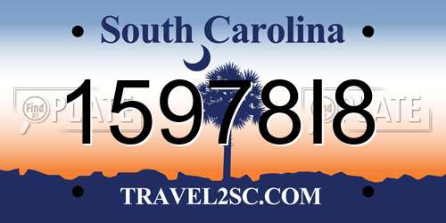15978I8 South Carolina License Plate