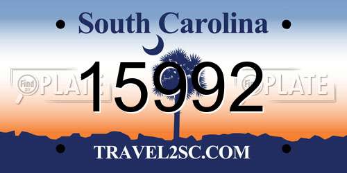 15992 South Carolina License Plate