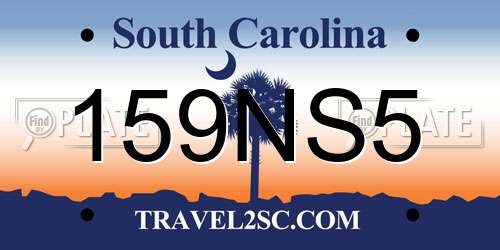 159NS5 South Carolina License Plate