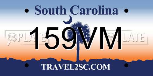 159VM South Carolina License Plate