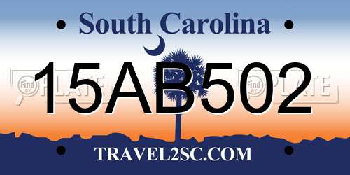 15AB502 South Carolina License Plate