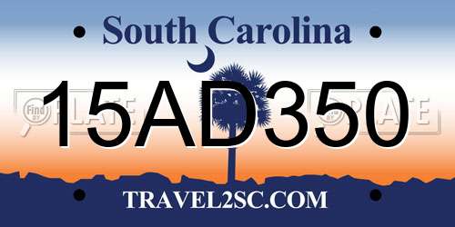 15AD350 South Carolina License Plate