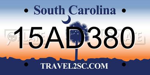 15AD380 South Carolina License Plate