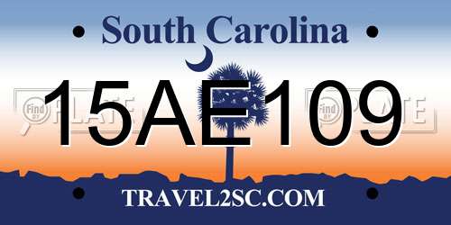 15AE109 South Carolina License Plate