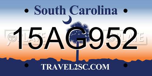 15AG952 South Carolina License Plate