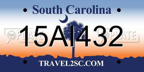 15AI432 South Carolina License Plate