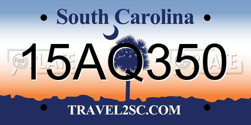 15AQ350 South Carolina License Plate