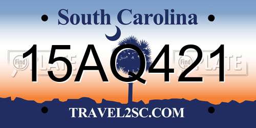 15AQ421 South Carolina License Plate
