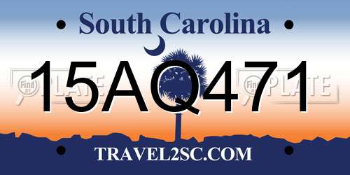 15AQ471 South Carolina License Plate
