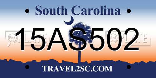 15AS502 South Carolina License Plate