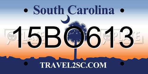 15BO613 South Carolina License Plate