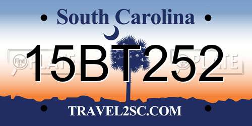 15BT252 South Carolina License Plate