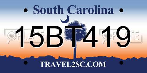 15BT419 South Carolina License Plate