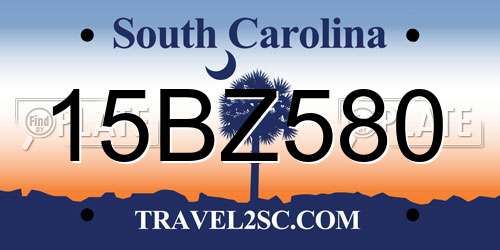 15BZ580 South Carolina License Plate