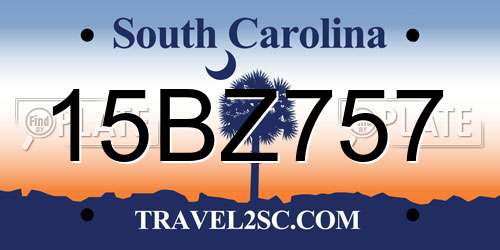 15BZ757 South Carolina License Plate