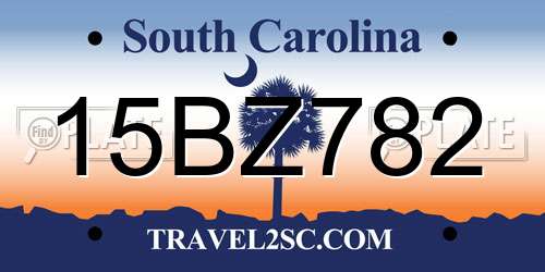 15BZ782 South Carolina License Plate