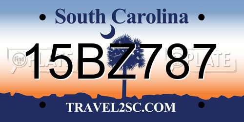 15BZ787 South Carolina License Plate