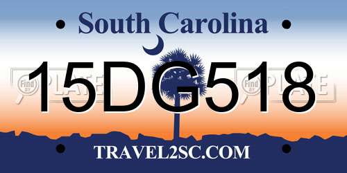 15DG518 South Carolina License Plate