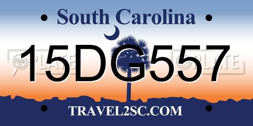 15DG557 South Carolina License Plate