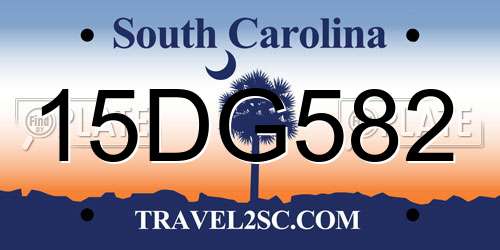 15DG582 South Carolina License Plate