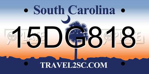 15DG818 South Carolina License Plate