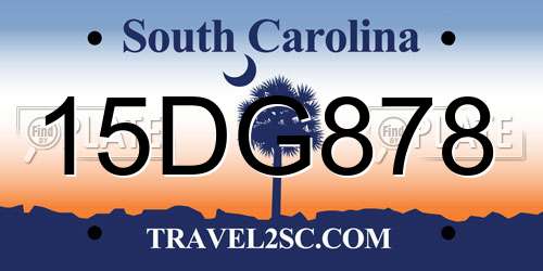 15DG878 South Carolina License Plate