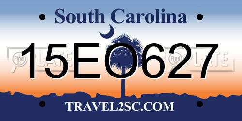 15EO627 South Carolina License Plate