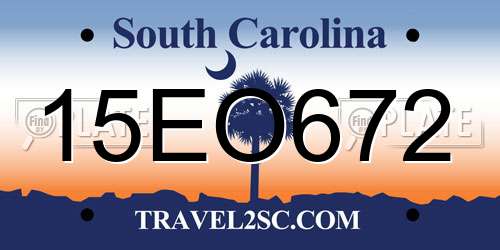 15EO672 South Carolina License Plate