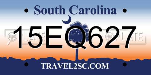 15EQ627 South Carolina License Plate