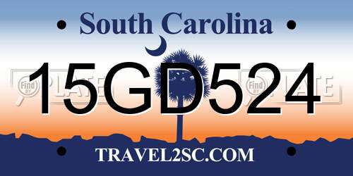15GD524 South Carolina License Plate