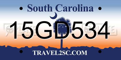 15GD534 South Carolina License Plate