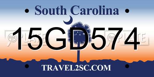 15GD574 South Carolina License Plate