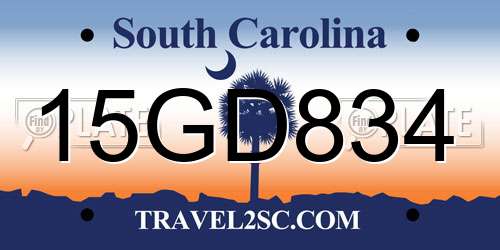 15GD834 South Carolina License Plate