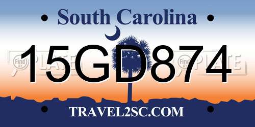 15GD874 South Carolina License Plate