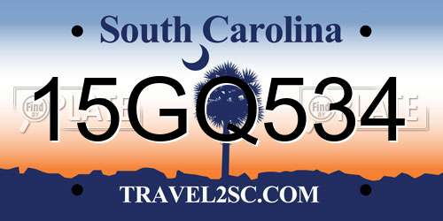 15GQ534 South Carolina License Plate