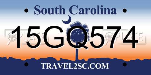 15GQ574 South Carolina License Plate