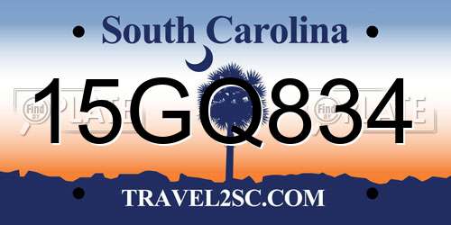 15GQ834 South Carolina License Plate
